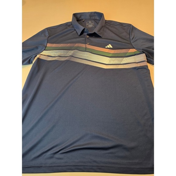 adidas Other - Adidas Mens Performance Polo Shirt Navy Blue Geometric Stripe IX2012 2XL
